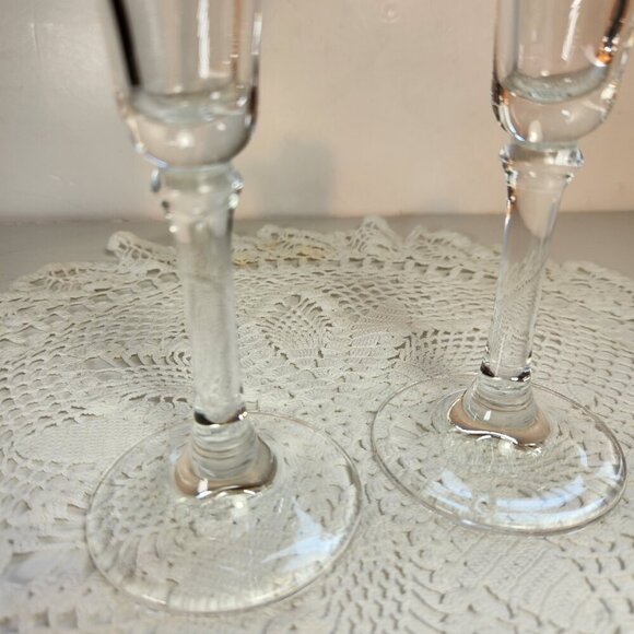 Vintage Candle Holders Germany Clear Glass Pair (2) In Box Sophienthal Amberg - Picture 5 of 8